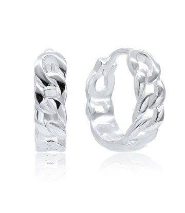 Designed Chain Silver Hoop Earring HO-1842